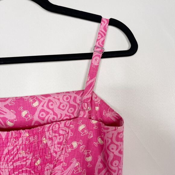 Lilly Pulitzer Size 4 Pink Pineapple Cocktail Linen Cotton Shift Dress Spaghetti - Picture 10 of 13